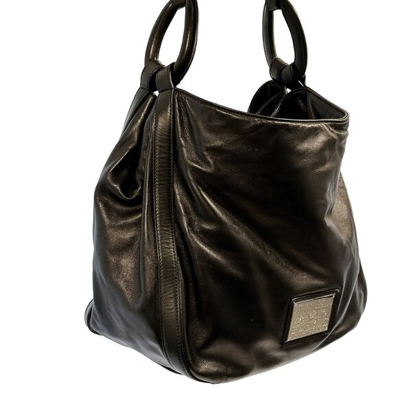 RALPH LAUREN Purple Label Nappa Stirrup Hobo Bag • black leather, silver - Picture 2 of 15